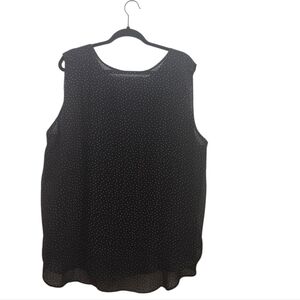 Cristina B Sleeveless Pullover Top Tank Style Black White Polka Dots Size XXL